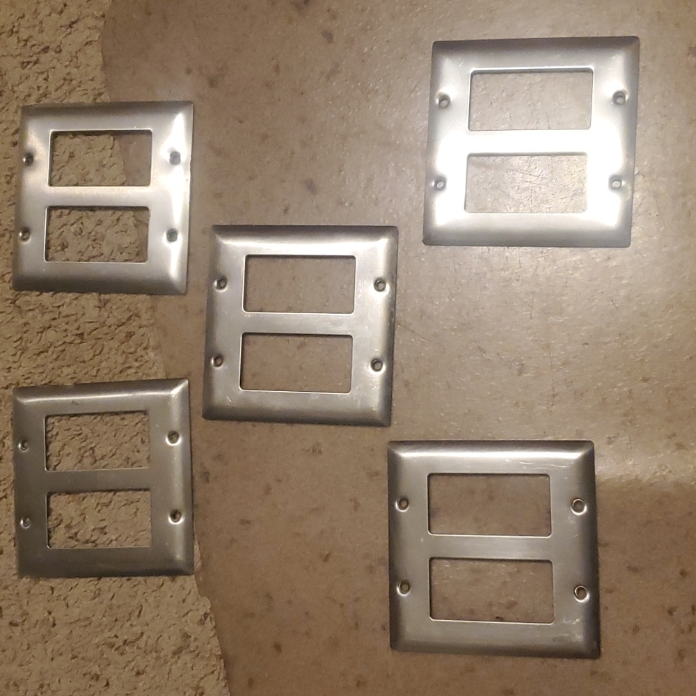 5 Pack Stainless Wall Switch Plate Covers Double Rocker